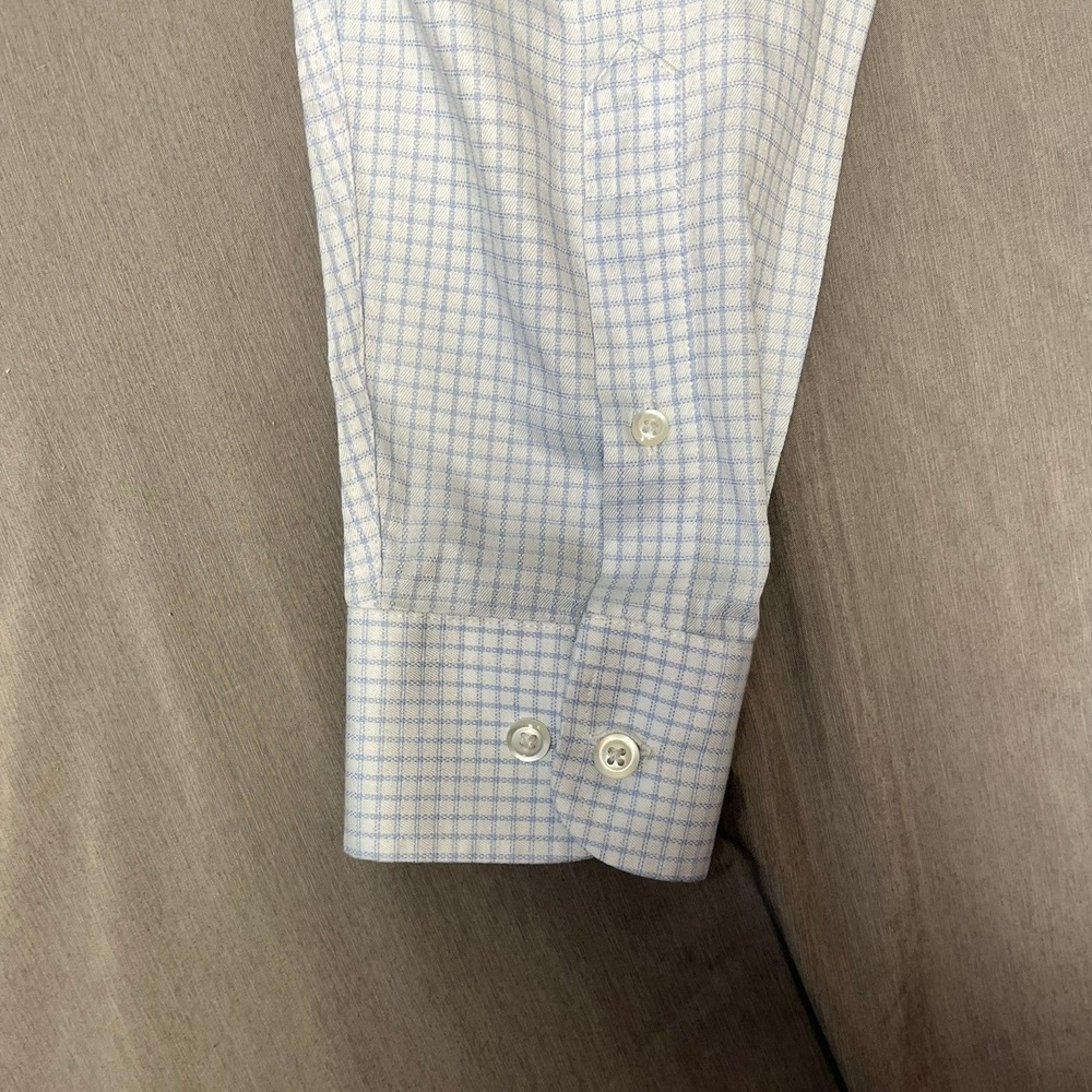 Jos. A. Bank Button-Down Mens 16-34 Reserve Slim Fit Light Blue Check EUC - Picture 6 of 11